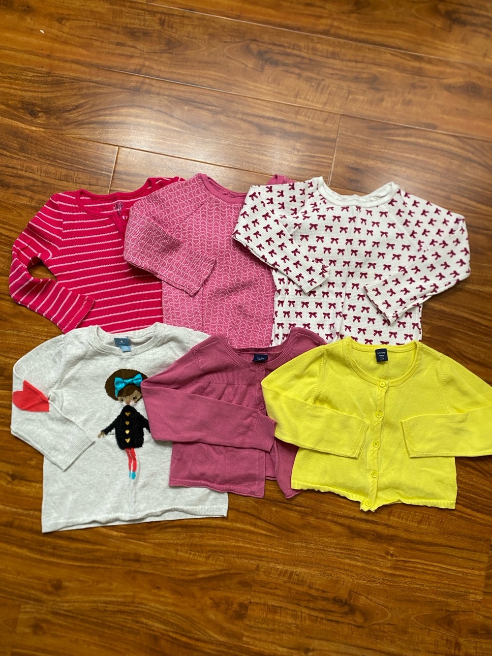 GAP Toddler 6 Piece Multicolor Thermal + Cardigan + Sweater Size 3T Girlhoodcore